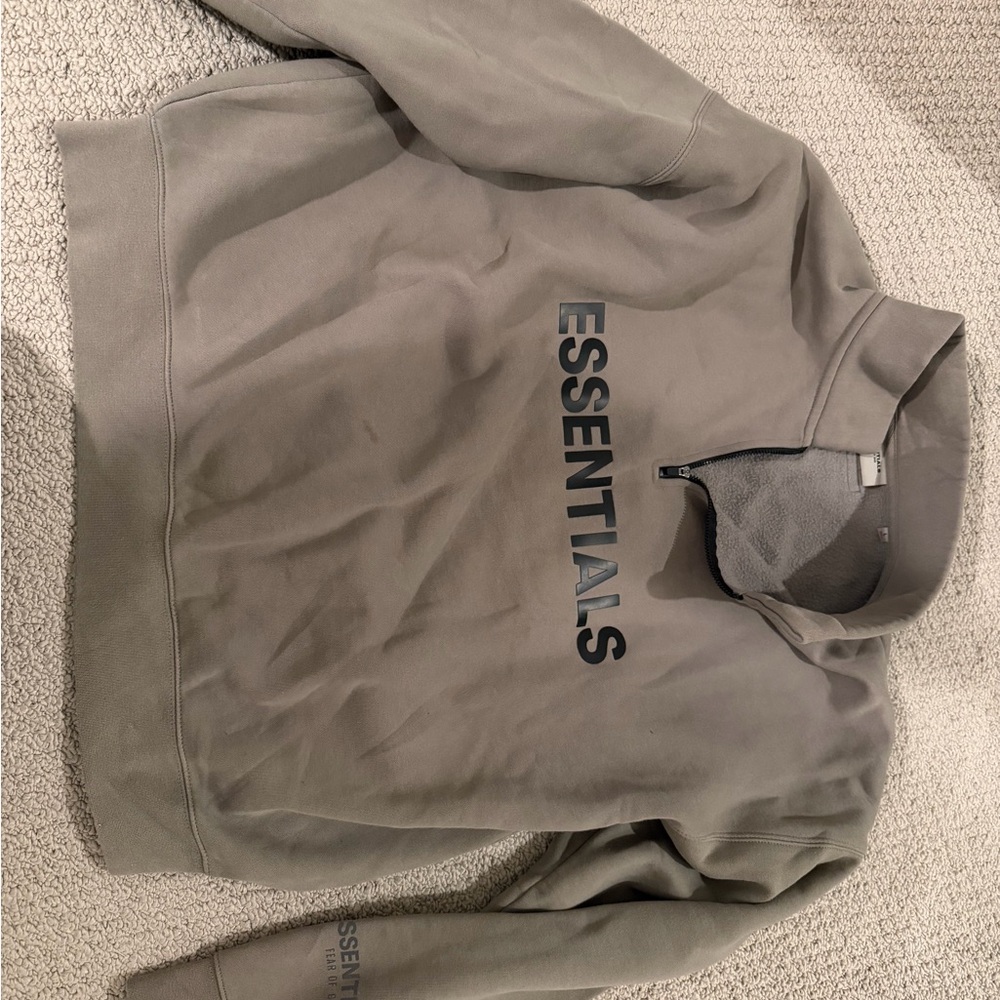 Fear of God Essentials Zip Up Gray Sweater